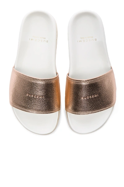 Buscemi Leather Slide Sandals In Rose Gold