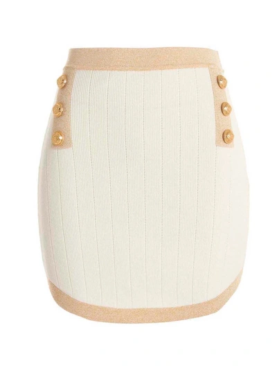 Shop Balmain Lurex Detailing Skirt Skirts White