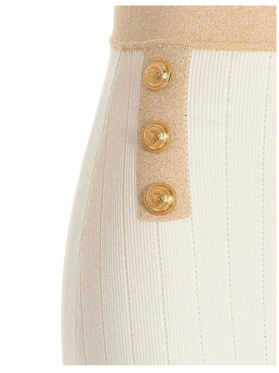 Shop Balmain Lurex Detailing Skirt Skirts White
