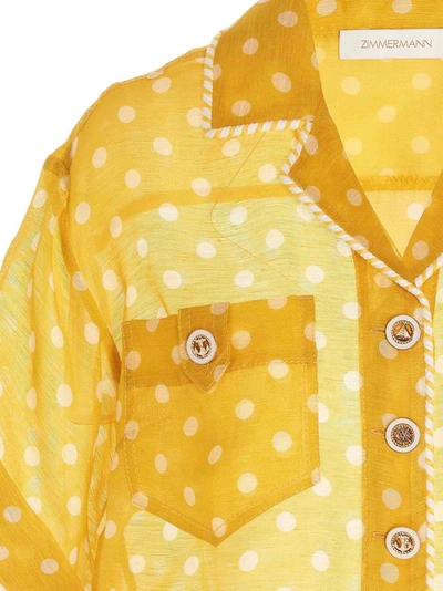 Shop Zimmermann Cropped Polck Shirt Shirt, Blouse Yellow