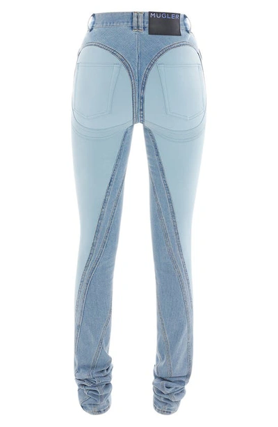 Shop Mugler Spiral High Waist Skinny Jeans In Light Blue / Light Blue