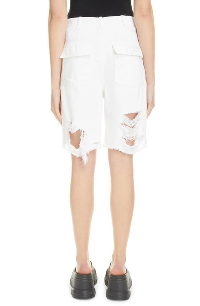 Shop Givenchy Distressed Denim Cargo Shorts In White