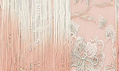 Mac Duggal Bow Front Strapless Fringe Midi Dress In Rose