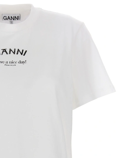 Shop Ganni Have A Nice Day! T-shirt White