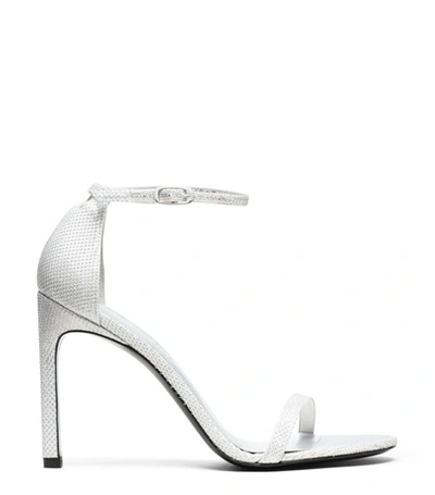 Stuart Weitzman Women's Nudist Metallic Leather High-heel Sandals In Argento Silver Lamé