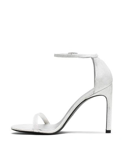 Shop Stuart Weitzman The Nudistsong Sandal In Argento Silver Lamé