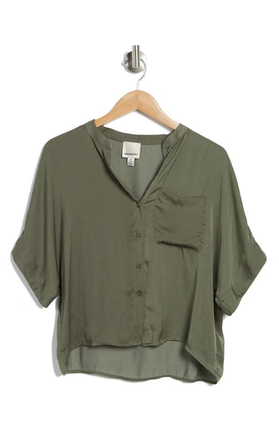 Shop Industry Republic Clothing Airflow Elbow Sleeve Popover Shirt In Forever Olive