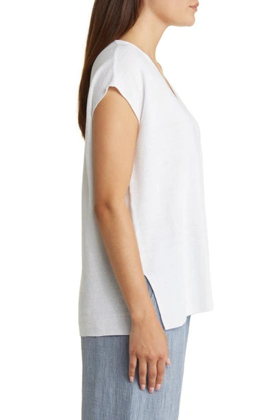Shop Eileen Fisher V-neck Organic Linen & Cotton Tunic Sweater In White