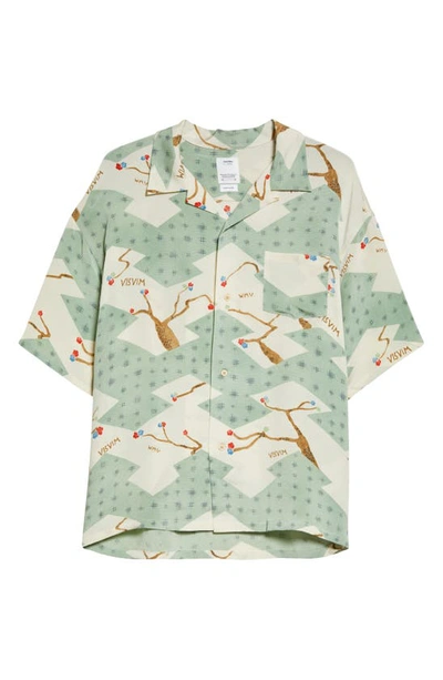 Shop Visvim Crosby Short Sleeve Silk Camp Shirt In Light Green