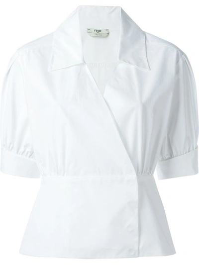 Fendi 短袖裹身衬衫 In White