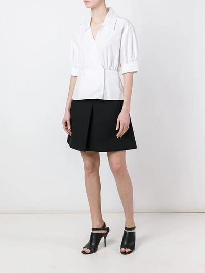 Shop Fendi Shortsleeved Cotton Wrap Shirt In White
