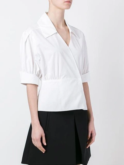 Shop Fendi Shortsleeved Cotton Wrap Shirt In White