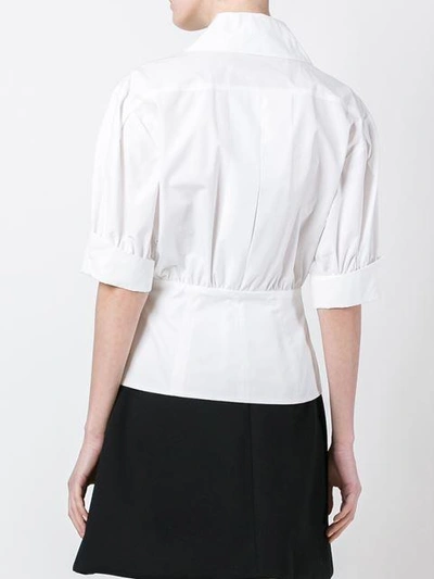 Shop Fendi Shortsleeved Cotton Wrap Shirt In White