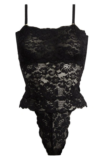 Shop We Are Hah Spinster Reversible Lace Bodysuit In Noir