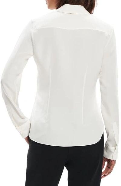 Shop Theory Classic Fitted Silk Shirt In Ivory