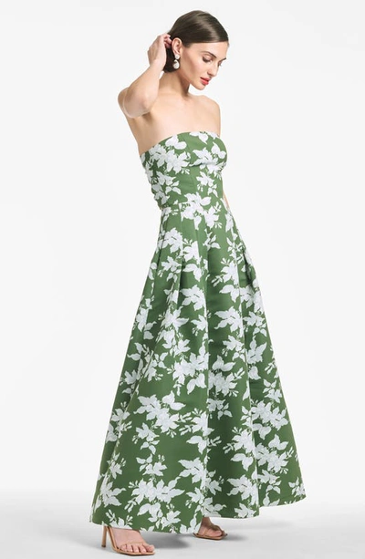 Shop Sachin & Babi Margaux Floral Strapless Gown In Green Narcissus