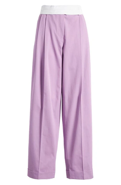 Shop Nackiyé Gentlewoman Pleated High Waist Cotton Gabardine Trousers In Lilac