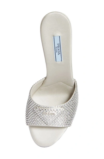 Shop Prada Modellerie Crystal Slide Sandal In Grey/ Silver