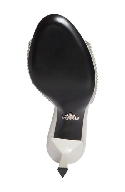 Shop Prada Modellerie Crystal Slide Sandal In Grey/ Silver