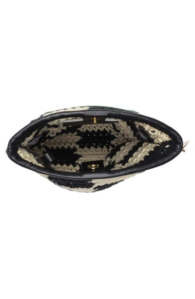 Clare V Poche Crochet Crossbody Bag In Black And Cream Checker
