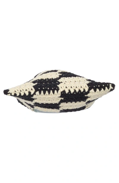 Clare V Poche Crochet Crossbody Bag In Black And Cream Checker