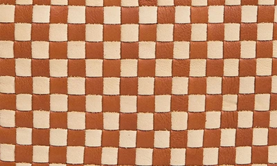 Shop Clare V Midi Sac Woven Leather Crossbody Bag In Natural And Cream Checker