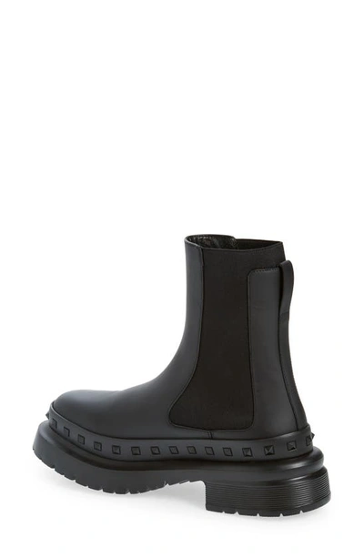 Shop Valentino Garavani M-way Rockstud Lug Sole Chelsea Boot In 0no - Black