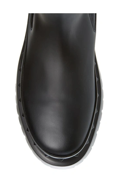 Shop Valentino M-way Rockstud Lug Sole Chelsea Boot In 0no - Black