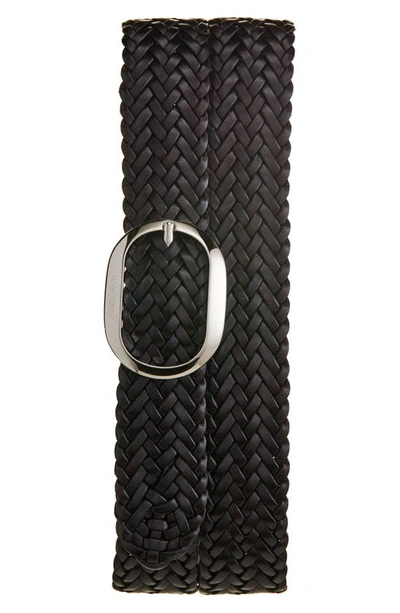 Shop Tom Ford Oval Buckle Woven Belt In Dark Brown