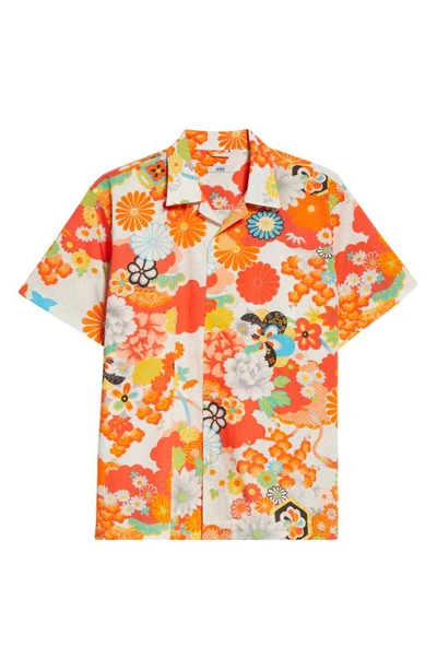 Shop Bode Bedroom Garden Short Sleeve Button-up Shirt In Orange Multi