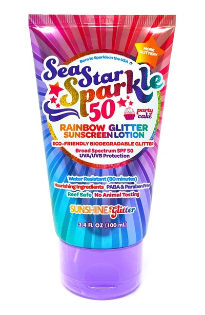 Shop Sunshine & Glitter Kids' Seastar Sparkle Spf 50 Rainbow Party Cake Biodegradable Glitter Sunscreen In Purple