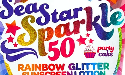 Shop Sunshine & Glitter Kids' Seastar Sparkle Spf 50 Rainbow Party Cake Biodegradable Glitter Sunscreen In Purple