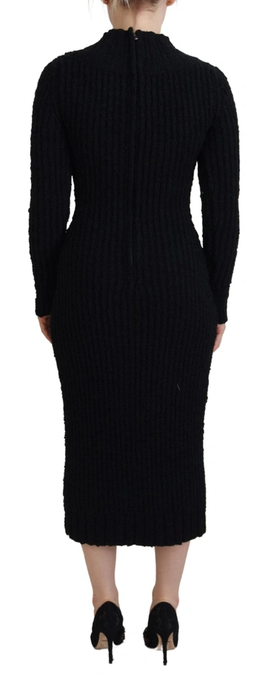 Shop Dolce & Gabbana Black Wool Knitted Sheath Sweater Women's Dress