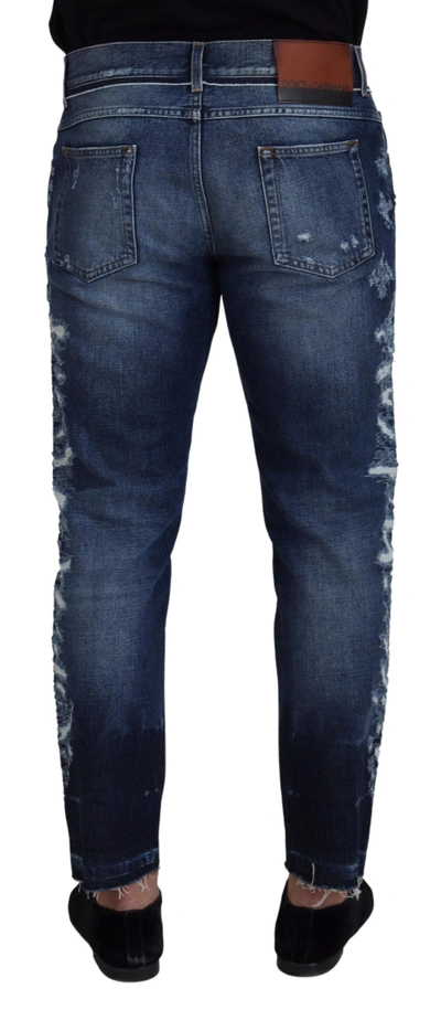 Shop Dolce & Gabbana Blue Wash Cotton Regular Denim Jeans Men's Pants