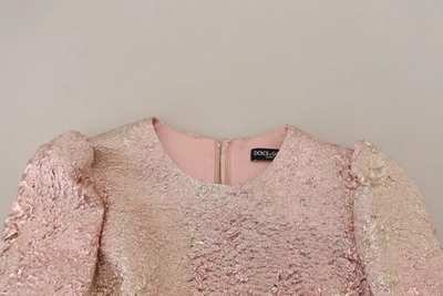 Shop Dolce & Gabbana Pink Jaquard 3/4 Sleeve Sheath Midi Women's Dress