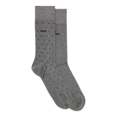 Shop Hugo Boss Two-pack Of Regular-length Socks In Mercerized Fabric In Grey