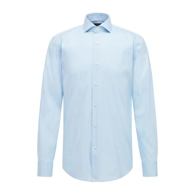 Shop Hugo Boss Slim-fit Shirt In Easy-iron Cotton-blend Poplin In Blue