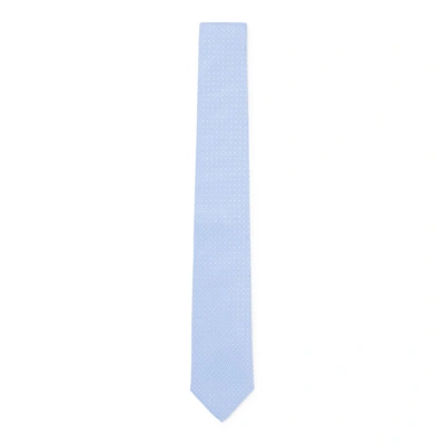 Shop Hugo Boss Pure-silk Tie With Jacquard-woven Micro Pattern In Blue