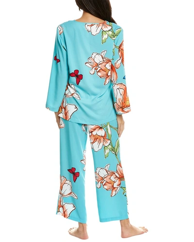 Shop Natori 2pc Wild Poppy Pajama Set In Blue