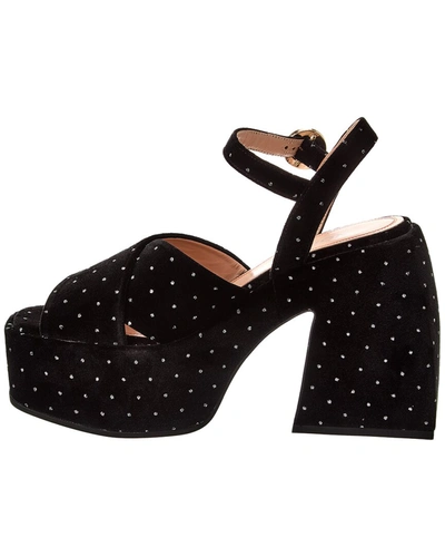 Nodaleto Bulla Joni Crystal-embellished Velvet Platform Sandals In Black