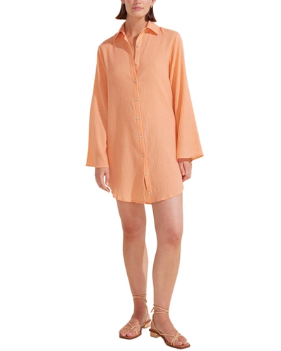 Shop Auguste Maxine Shirt Mini Dress In Orange
