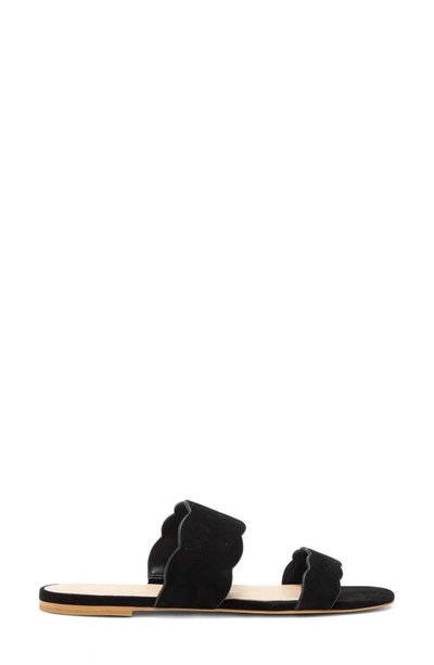 Stuart Weitzman Santorini Scallop Slide Sandal In Black