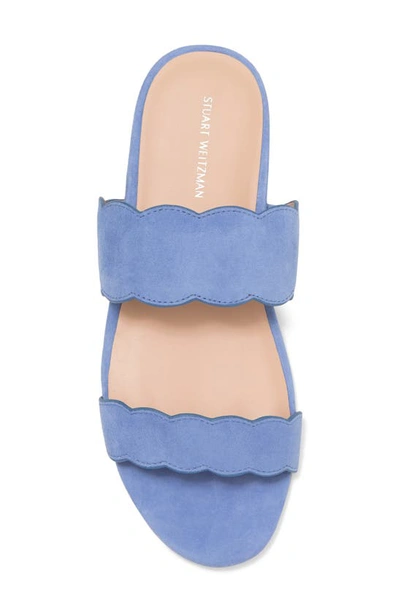 Stuart Weitzman Santorini Scallop Slide Sandal In Periwinkle