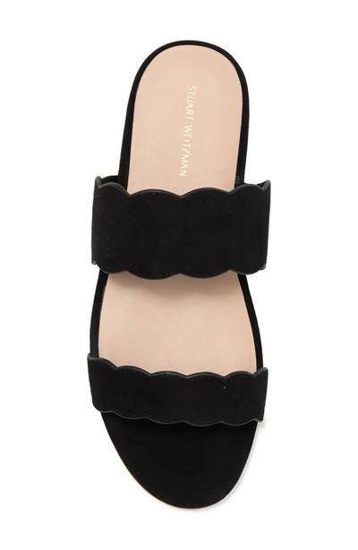 Stuart Weitzman Santorini Scallop Slide Sandal In Black