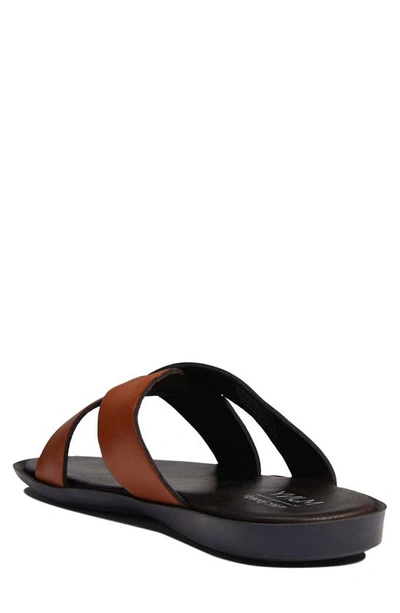 Marc Joseph New York Roman Leather Slide Sandal In Cognac Grainy