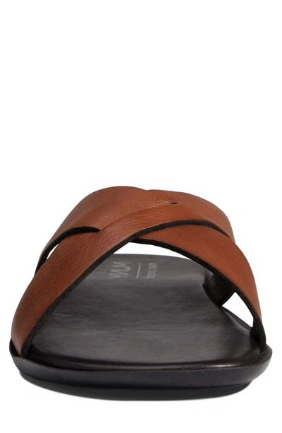 Marc Joseph New York Roman Leather Slide Sandal In Cognac Grainy