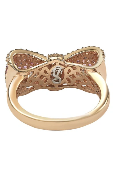 Suzy Levian Sterling Silver & Pink Sapphire Bow Ring In Pink