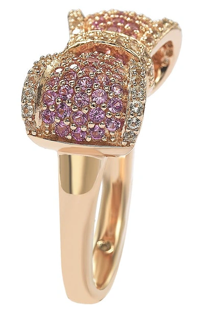 Suzy Levian Sterling Silver & Pink Sapphire Bow Ring In Pink