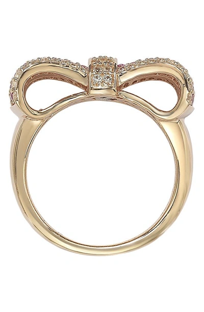 Suzy Levian Sterling Silver & Pink Sapphire Bow Ring In Pink