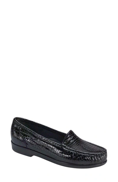 Shop Sas Simplify Nubuck Leather Loafer In Black Croc